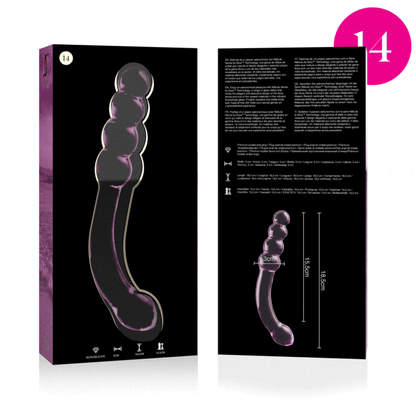 SERIE NEBULA DE IBIZA - MODELO 14 DILDO DE VIDRIO BOROSILICATO TRANSPARENTE 18,5 CM -Ø- 3 CM