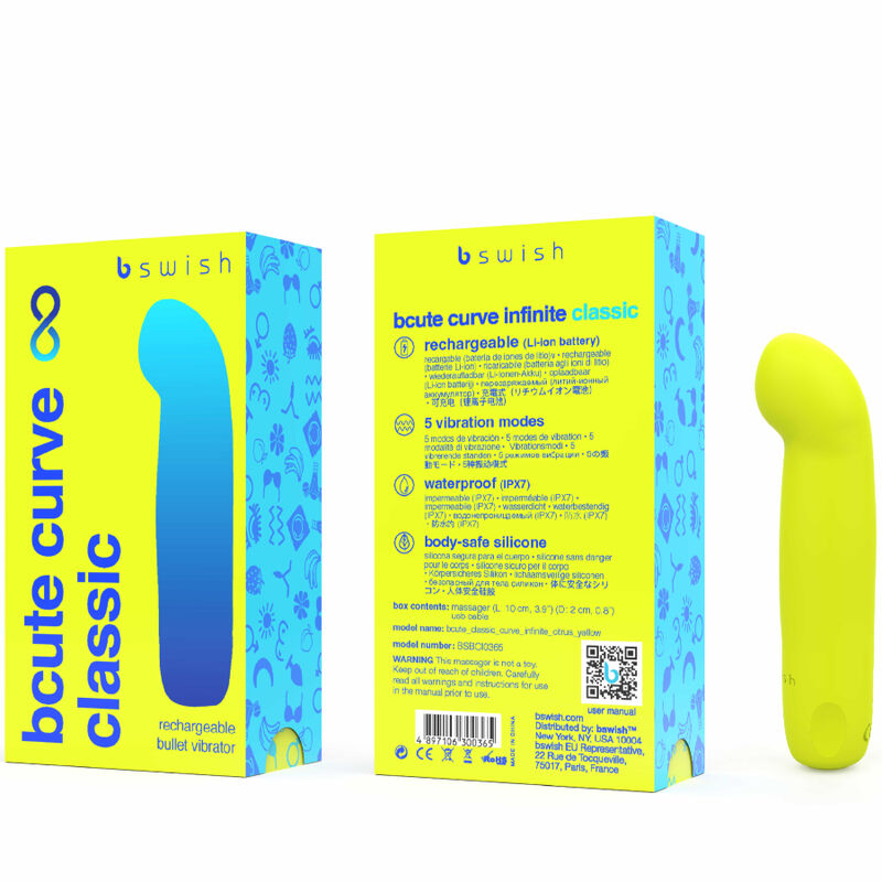 B SWISH - BCUTE CURVE INFINITE CLASSIQUE VIBREUR EN SILICONE RECHARGEABLE JAUNE