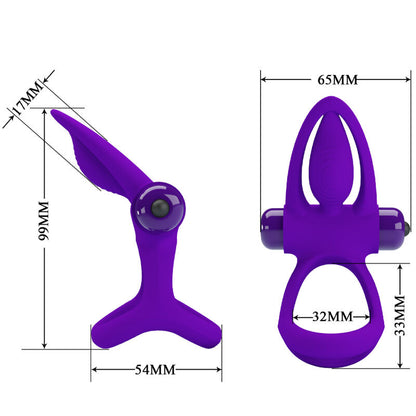 PRETTY LOVE - ANNEAU VIBRATEUR 10 VIBRATIONS SILICONE VIOLET