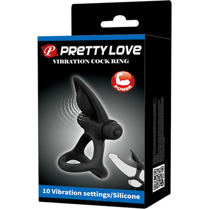 PRETTY LOVE - VIBRATING RING 10 VIBRATIONS BLACK SILICONE