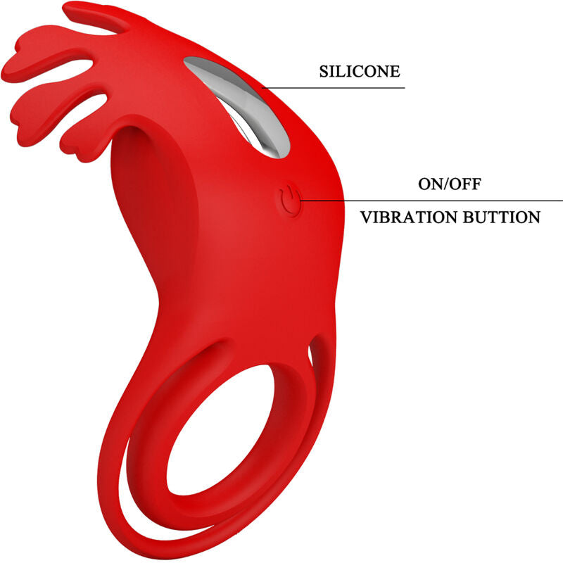 PRETTY LOVE - RUBEN VIBRATOR RING 7 VIBRATIONS SILICONE RED