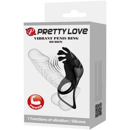 PRETTY LOVE - RUBEN VIBRATOR RING 7 VIBRATIONS BLACK SILICONE