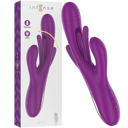 INTENSE - VIBREUR MULTIFONCTION RECHARGEABLE APOLO 7 VIBRATIONS AVEC MOUVEMENT DE BALANCIER VIOLET
