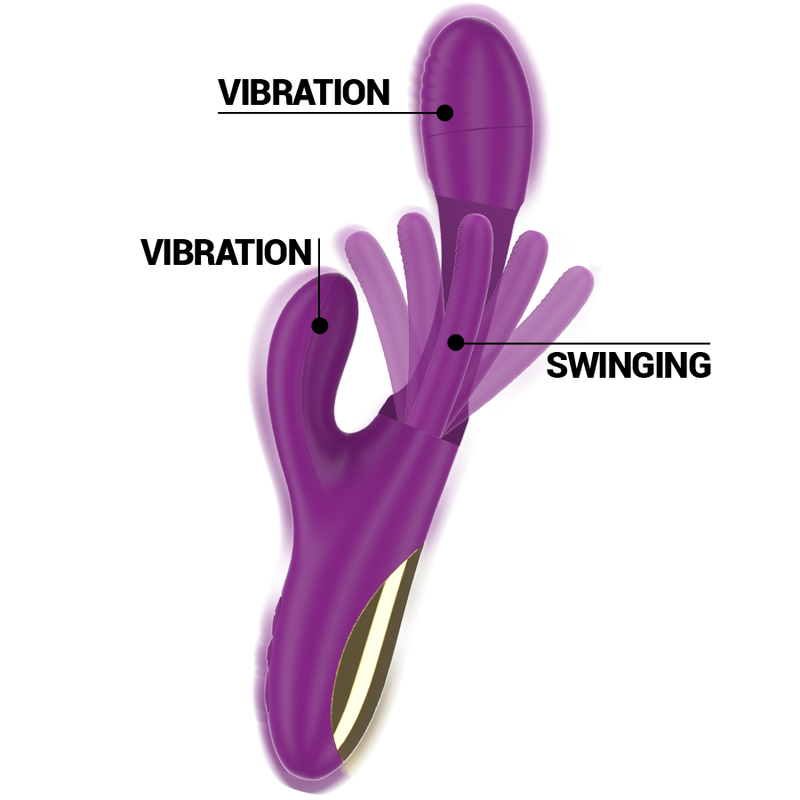 INTENSE - VIBREUR MULTIFONCTION RECHARGEABLE APOLO 7 VIBRATIONS AVEC MOUVEMENT DE BALANCIER VIOLET