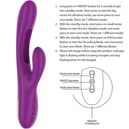 INTENSE - VIBREUR MULTIFONCTION RECHARGEABLE APOLO 7 VIBRATIONS AVEC MOUVEMENT DE BALANCIER VIOLET