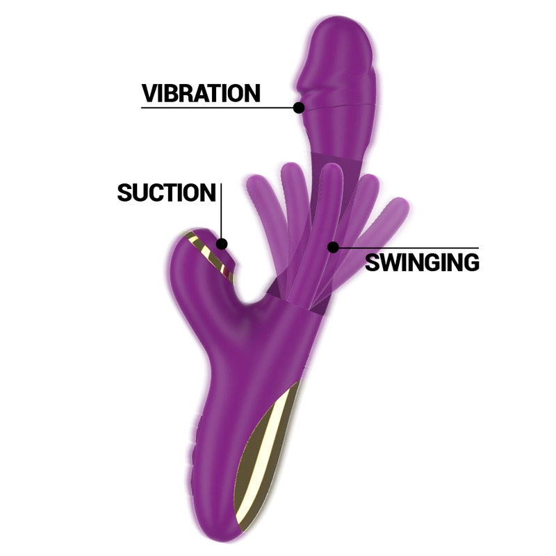 INTENSE - VIBREUR MULTIFONCTION RECHARGEABLE ATENEO 7 VIBRATIONS AVEC LANGUE OSCILLANTE ET SUCCION VIOLETTE