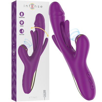INTENSE - VIBREUR MULTIFONCTION RECHARGEABLE ATENEO 7 VIBRATIONS AVEC LANGUE OSCILLANTE ET SUCCION VIOLETTE