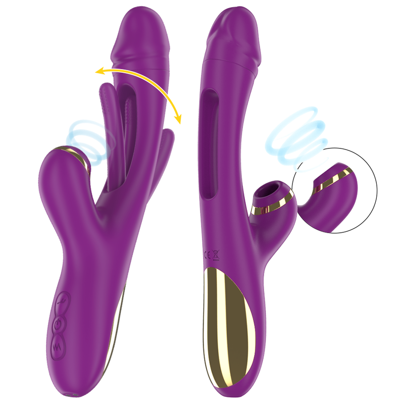 INTENSE - VIBREUR MULTIFONCTION RECHARGEABLE ATENEO 7 VIBRATIONS AVEC LANGUE OSCILLANTE ET SUCCION VIOLETTE