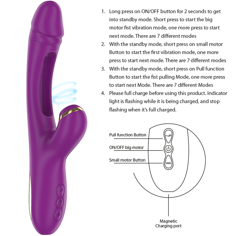 INTENSE - VIBREUR MULTIFONCTION RECHARGEABLE ATENEO 7 VIBRATIONS AVEC LANGUE OSCILLANTE ET SUCCION VIOLETTE