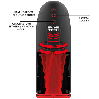 JAMYJOB - MASTURBATEUR À EFFET CHAUFFANT SWING-R, SWING TECH ET VIBRATION