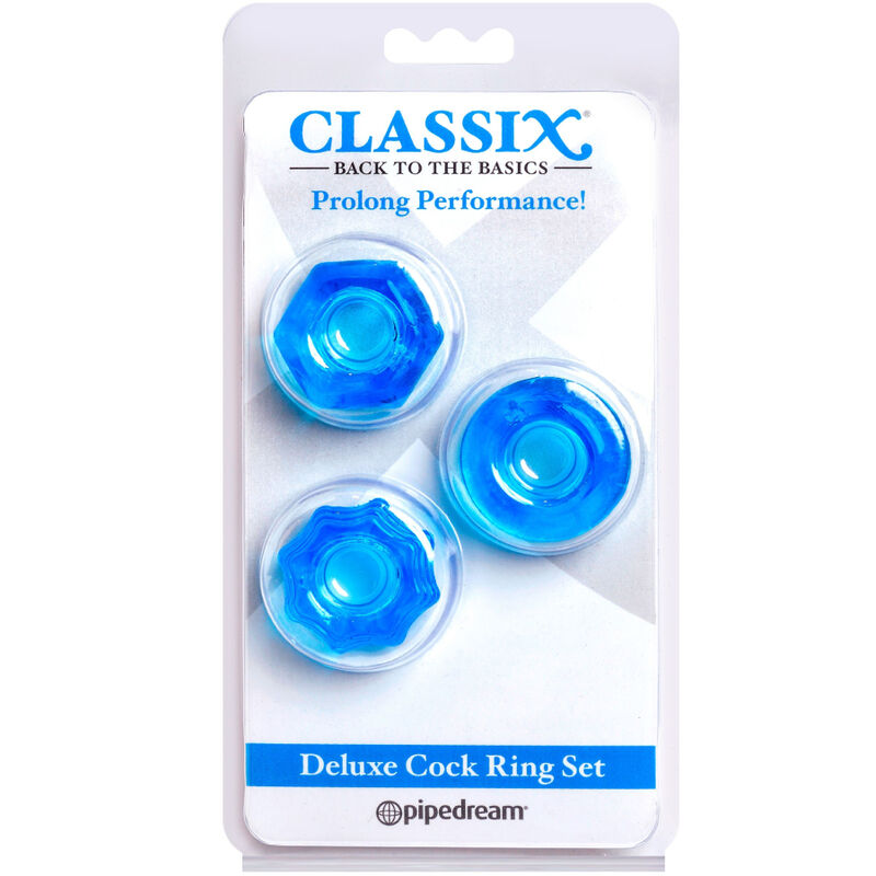 CLASSIX - SET OF 3 RINGS BLUE PENIS