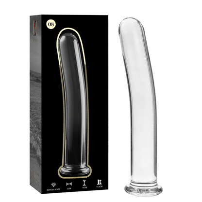 SÉRIE NEBULA D'IBIZA - GODEMICHET MODÈLE 8 EN VERRE BOROSILICATE TRANSPARENT 14,5 CM -O- 2 CM