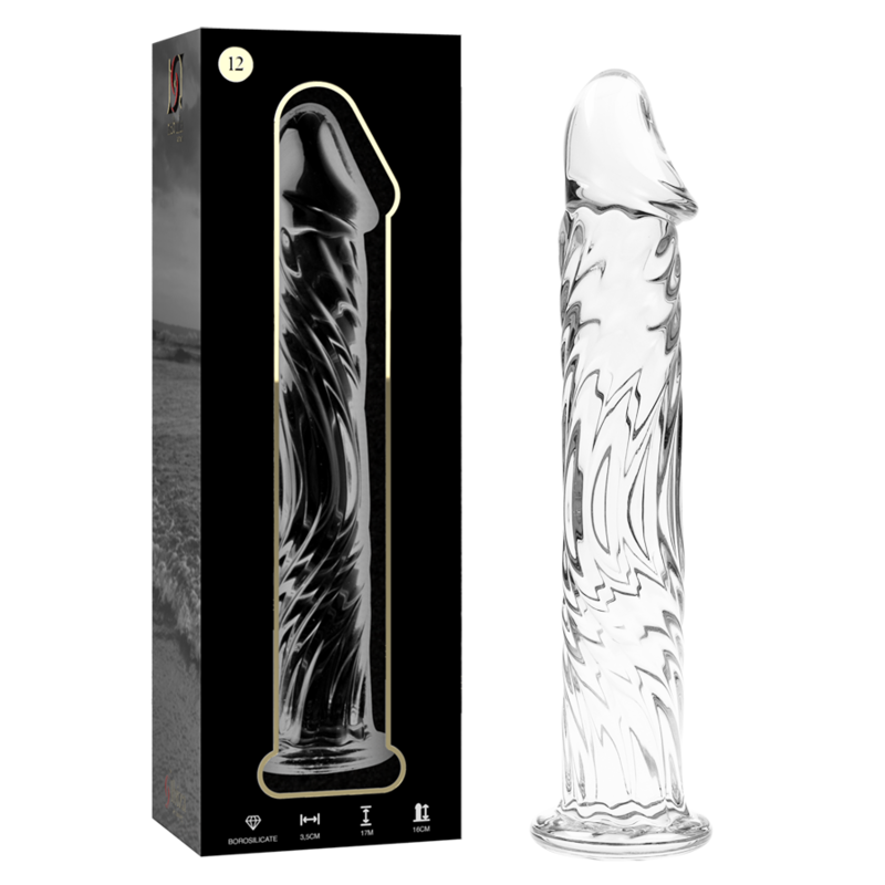 SERIE NEBULA DE IBIZA - MODELO 12 DILDO DE VIDRIO BOROSILICATO TRANSPARENTE 17 CM -Ø- 3,5 CM