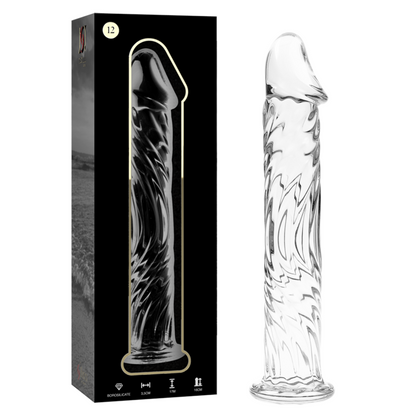 SERIE NEBULA DE IBIZA - MODELO 12 DILDO DE VIDRIO BOROSILICATO TRANSPARENTE 17 CM -Ø- 3,5 CM