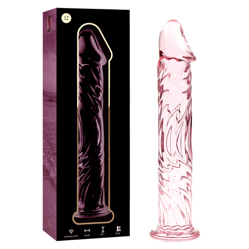 SERIE NEBULA DE IBIZA - MODELO 12 DILDO DE VIDRIO BOROSILICATO TRANSPARENTE 17 CM -Ø- 3,5 CM