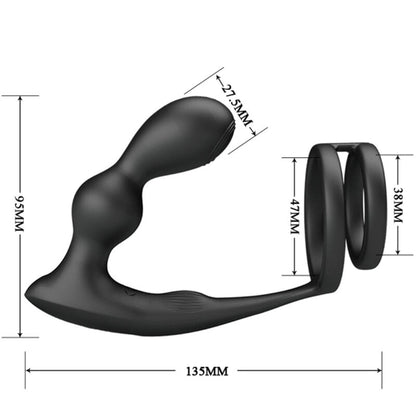 PRETTY LOVE - MARSHALL PENIS RING WITH VIBRATORY ANAL PLUG WITH REMOTE CONTROL