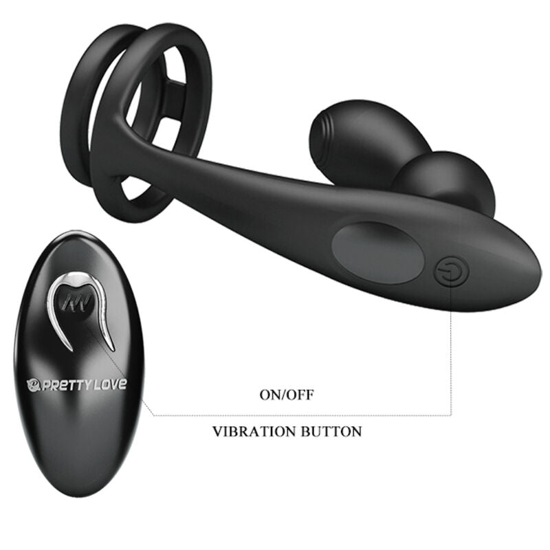 PRETTY LOVE - MARSHALL PENIS RING WITH VIBRATORY ANAL PLUG WITH REMOTE CONTROL