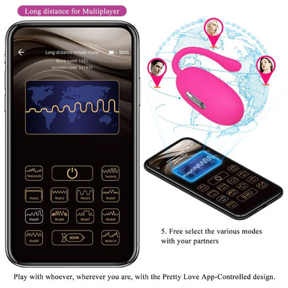 PRETTY LOVE - DOREEN HUEVO VIBRADOR RECARGABLE MAGENTA CON CONTROL REMOTO
