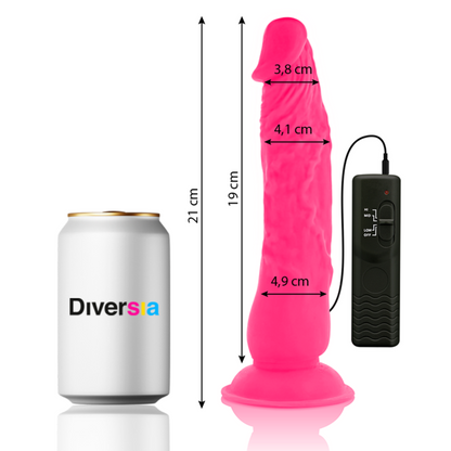 DIVERSIA - DILDO VIBRADOR FLEXIBLE ROSA 21 CM -Ø- 4.9 CM