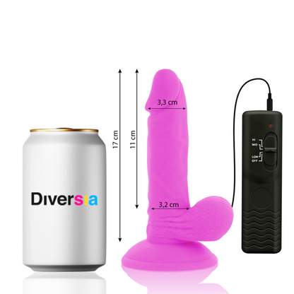DIVERSIA - DILDO VIBRADOR FLEXIBLE MORADO 17 CM -Ø- 3.3 CM