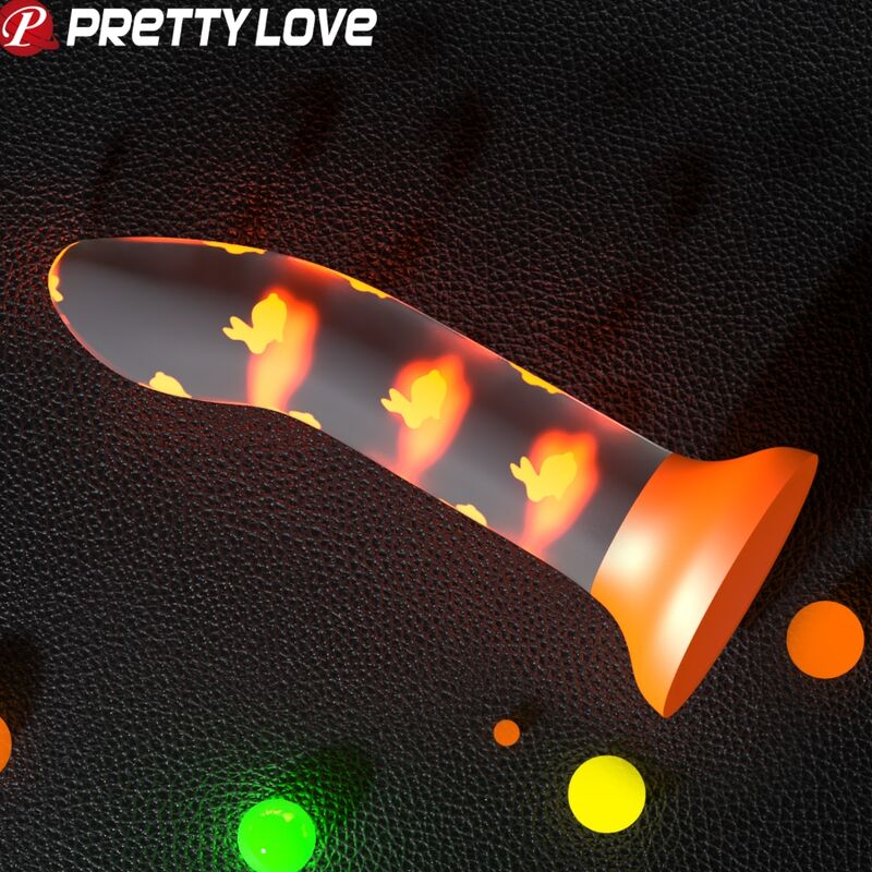 PRETTY LOVE - GODEMICHET MAGICAL NIGHTFALL SANS VIBRATION ORANGE LUMINEUX