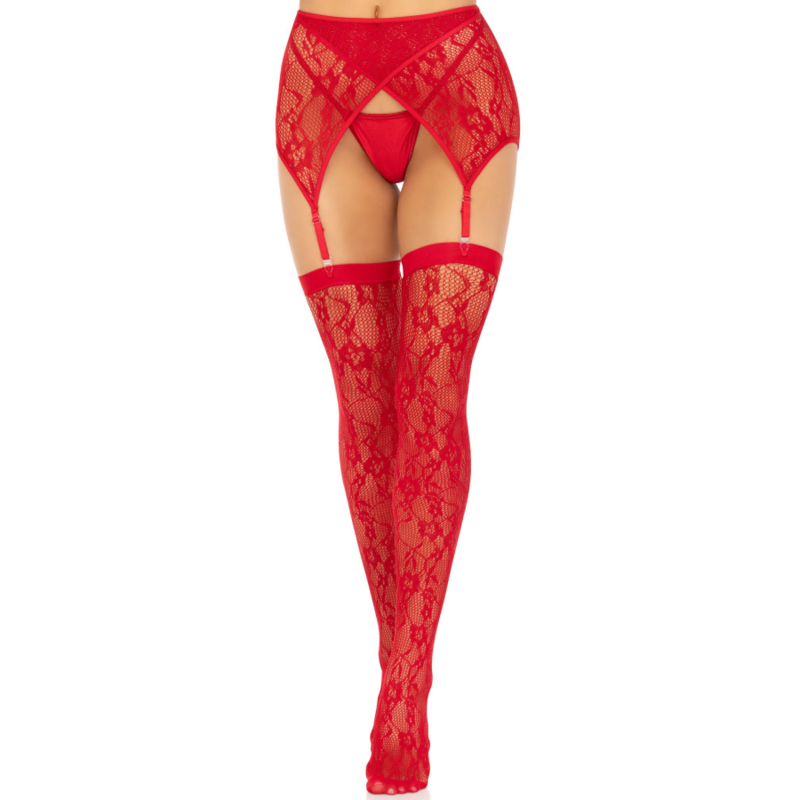 LEG AVENUE - LACE THIGH HIGHS & GARTERBELT