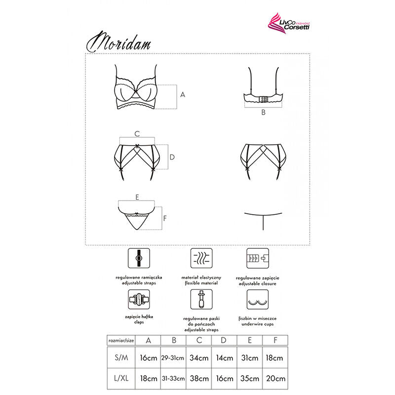 LIVCO CORSETTI FASHION - MORIDAM LC 90552 BRA + GARTER BELT + PANTY
