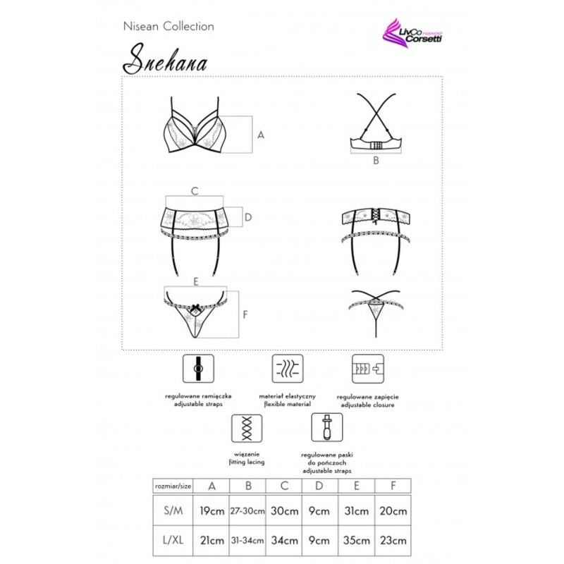 LIVCO CORSETTI FASHION - SNEHANA LC 90443 BRA + GARTER BELT + PANTY