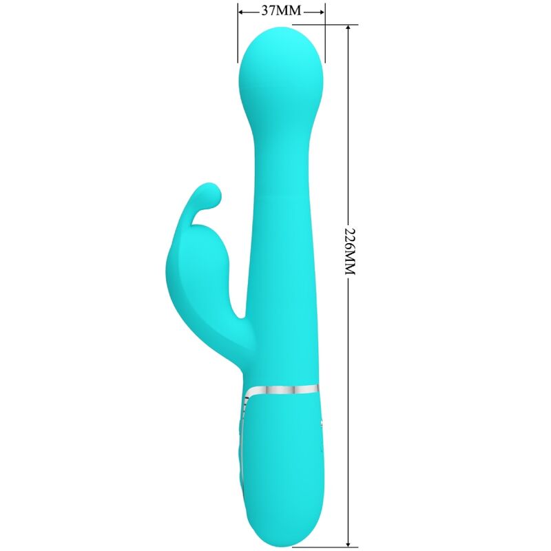 PRETTY LOVE - VIBROMASSEUR LAPIN DEJON 3 EN 1 MULTIFONCTION VERT D'EAU