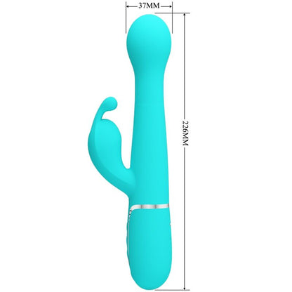 PRETTY LOVE - VIBROMASSEUR LAPIN DEJON 3 EN 1 MULTIFONCTION VERT D'EAU