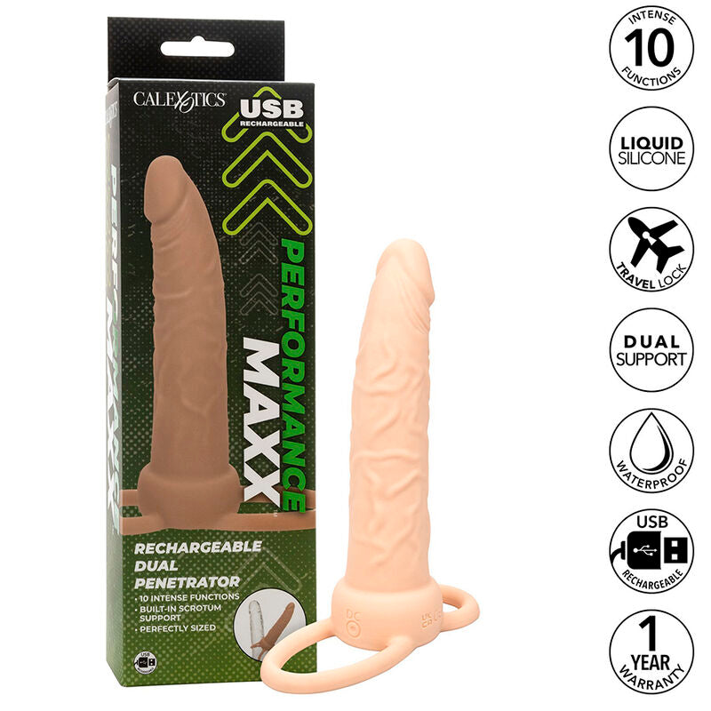 CALIFORNIA EXOTICS - PERFORMANCE MAXX RECHARGABLE DUAL PENETRATOR LIGHT SKIN