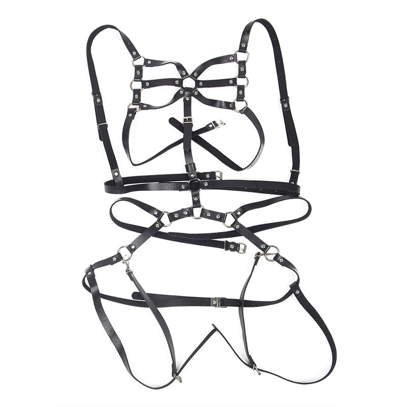 SUBBLIME - ARNÉS CORPORAL CON TIRAS AJUSTABLES DE CUERO NEGRO TALLA ÚNICA