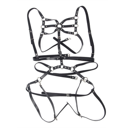 SUBBLIME - ARNÉS CORPORAL CON TIRAS AJUSTABLES DE CUERO NEGRO TALLA ÚNICA