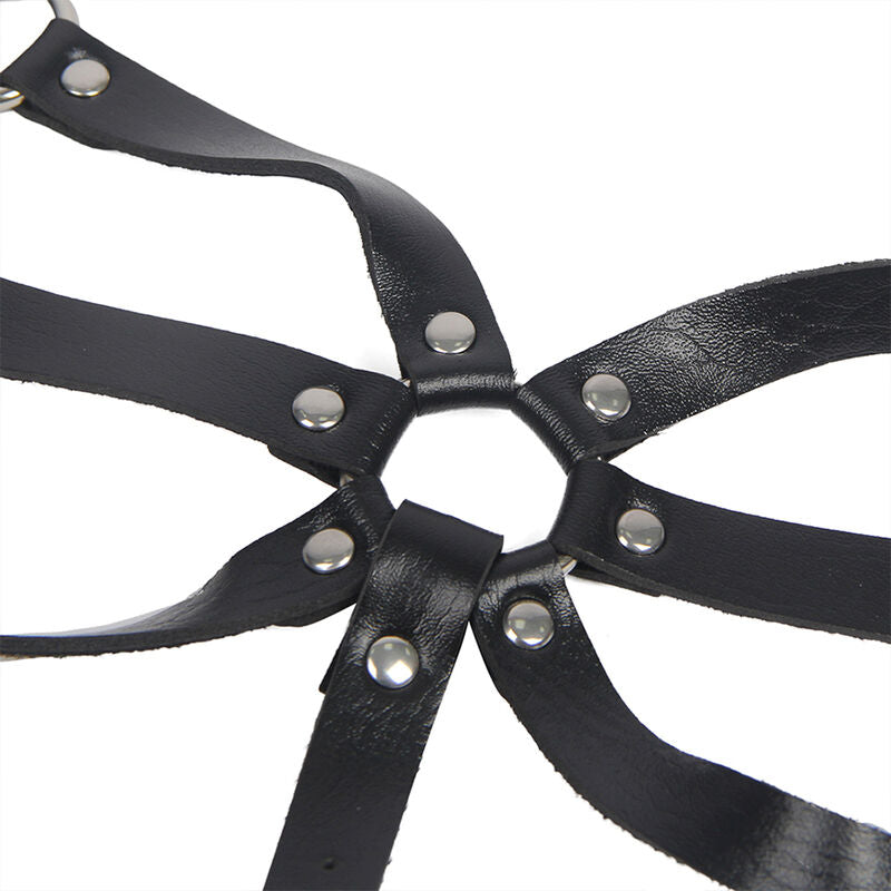 SUBBLIME - ARNÉS CORPORAL CON TIRAS AJUSTABLES DE CUERO NEGRO TALLA ÚNICA