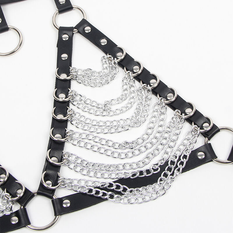 SUBBLIME - SUJETADOR TIPO ARNÉS Y COLLAR CON CADENAS TALLA ÚNICA
