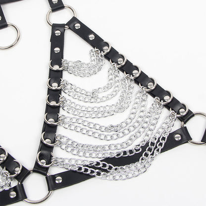 SUBBLIME - SUJETADOR TIPO ARNÉS Y COLLAR CON CADENAS TALLA ÚNICA