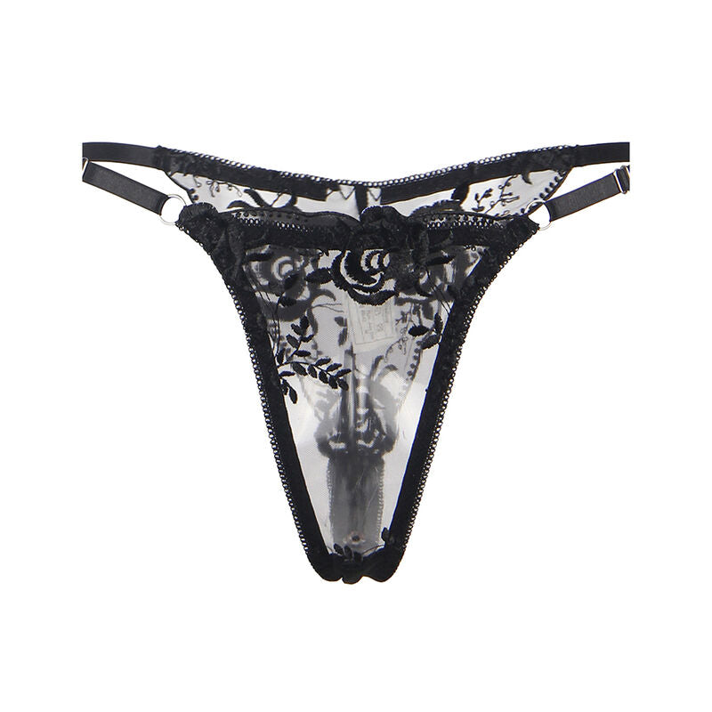SUBBLIME - SET OF 3 PIECES BRA + THONG + GARTER FLORAL PRINT