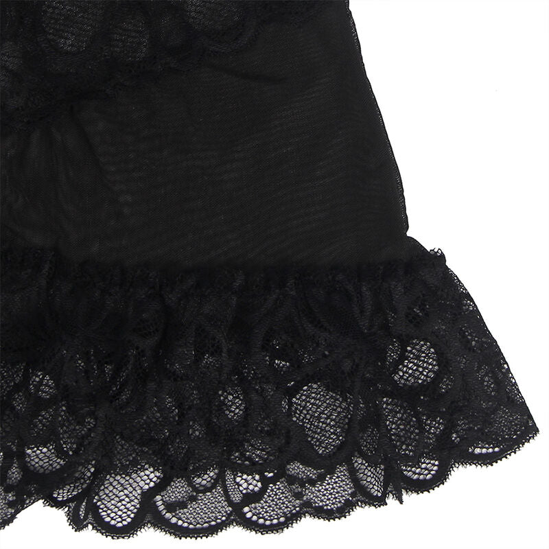 SUBBLIME - BABYDOLL WITH ADJUSTABLE STRAPS AND TRANSPARENT LACE FLORAL PRINT