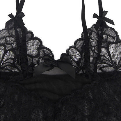 SUBBLIME - BABYDOLL WITH ADJUSTABLE STRAPS AND TRANSPARENT LACE FLORAL PRINT