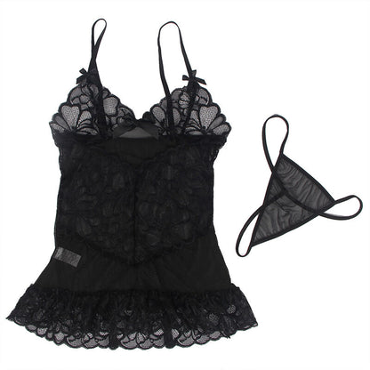 SUBBLIME - BABYDOLL WITH ADJUSTABLE STRAPS AND TRANSPARENT LACE FLORAL PRINT