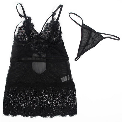 SUBBLIME - BABYDOLL WITH ADJUSTABLE LACE STRAPS BLACK L/XL