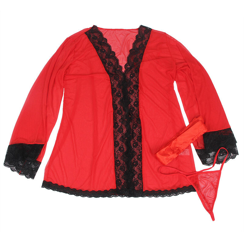 SUBBLIME - TRANSPARENT FABRIC ROBE WITH LACE DETAIL