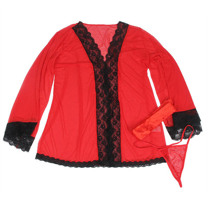 SUBBLIME - TRANSPARENT FABRIC ROBE WITH LACE DETAIL