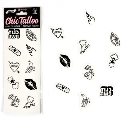 SECRET PLAY - LOT DE 10 TATOUAGES ÉPHÉMÈRES COLLECTION CANDY