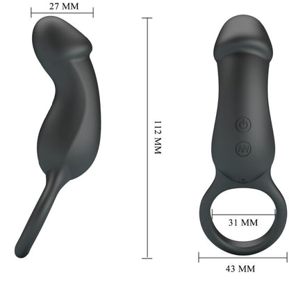 PRETTY LOVE - BLACKNEY PENIS RING WITH BLACK VIBRATOR PLUG