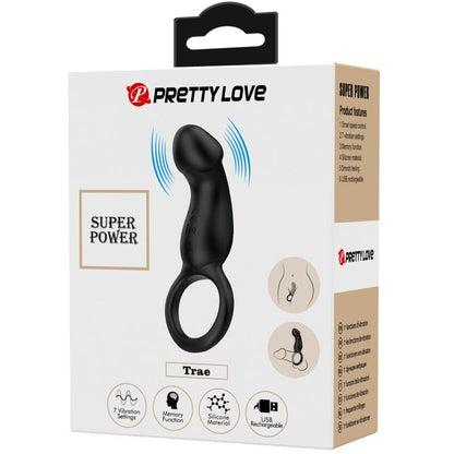 PRETTY LOVE - BLACKNEY PENIS RING WITH BLACK VIBRATOR PLUG
