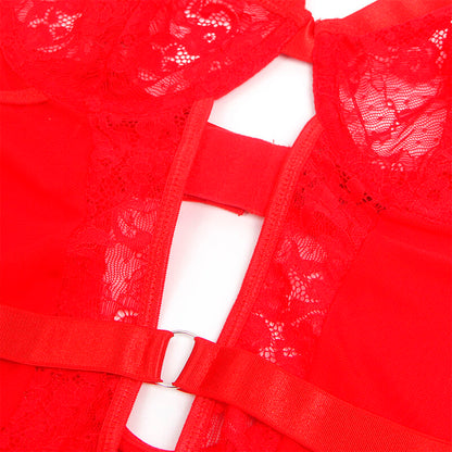 SUBBLIME - TEDDY WITH GARTER WITH LACE DETAIL AND STRIPS