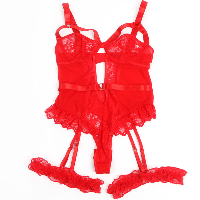SUBBLIME - TEDDY WITH GARTER WITH LACE DETAIL AND STRIPS