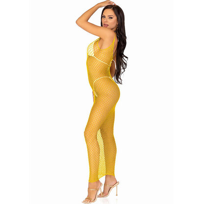 LEG AVENUE - LONG NET DRESS FUCHSIA