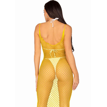 LEG AVENUE - LONG NET DRESS FUCHSIA